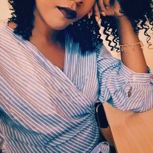 Zara Stripe Cropped Wrap Around Top